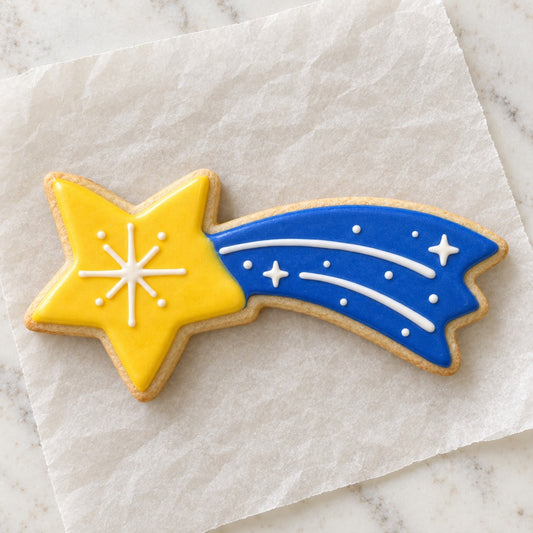 Shooting Star Cutter / Bethlehem Star Cookie Cutter (decorated cookie mockup)