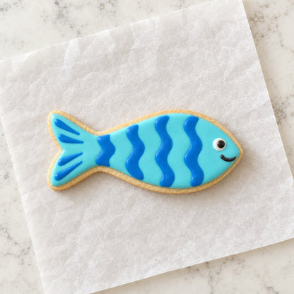 Skinny Fish Outline Cookie Cutter (decorated cookie mockup)