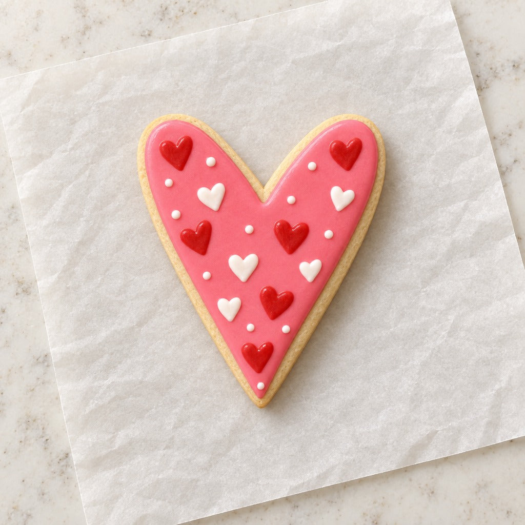 Skinny Heart Cookie Cutter (decorated cookie mockup)