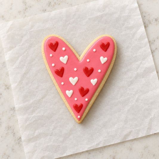 Skinny Heart Cookie Cutter (decorated cookie mockup)