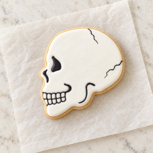 Skull Profile Cookie Cutter (decorated cookie mockup)