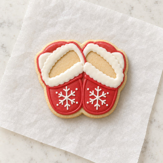 Pair of Slippers Cookie Cutter (decorated cookie mockup)