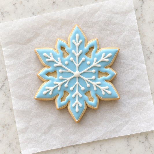 Snowflake Outline Cookie Cutter (decorated cookie mockup)