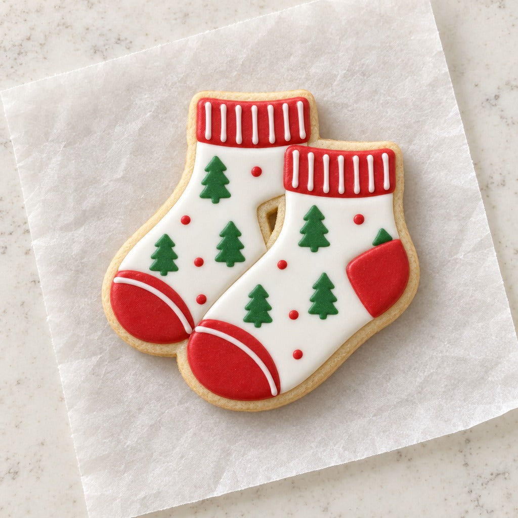 Socks Cookie Cutter (decorated cookie mockup)