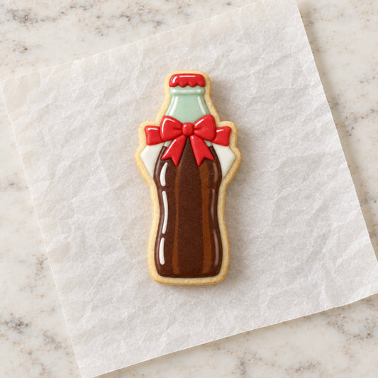 Soda Bottle with Bow Cookie Cutter (decorated cookie mockup)