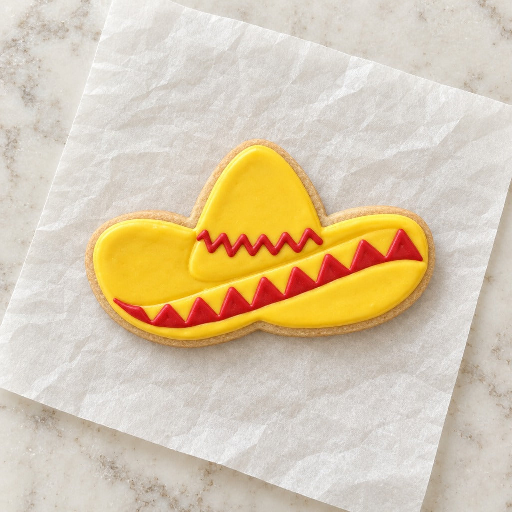 Sombrero Detail Cookie Cutter (decorated cookie mockup)