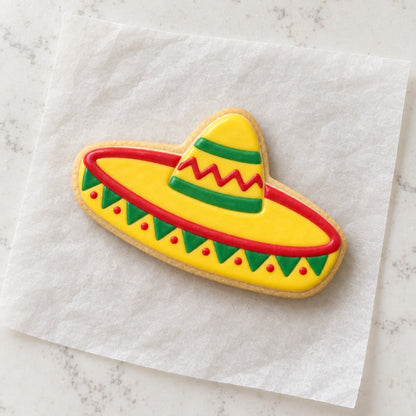 Sombrero Outline Cookie Cutter (decorated cookie mockup)