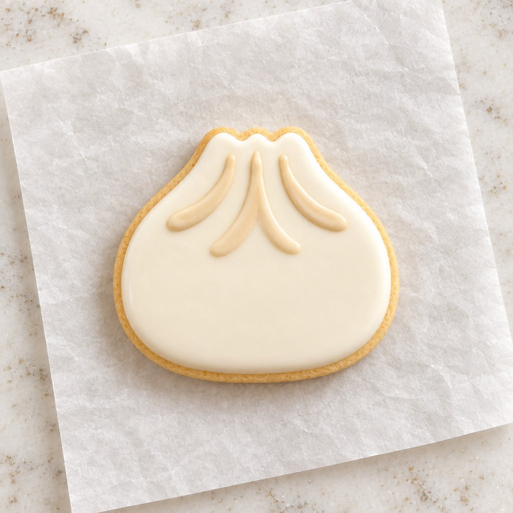 Soup Dumpling Outline Cookie Cutter (decorated cookie mockup)