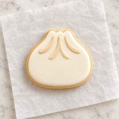 Soup Dumpling Outline Cookie Cutter (decorated cookie mockup)