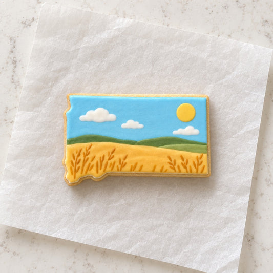 South Dakota Cookie Cutter (decorated cookie mockup)