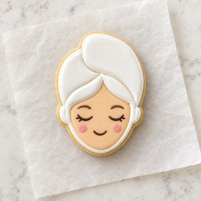 Spa Towel Wrap Cookie Cutter (decorated cookie mockup)