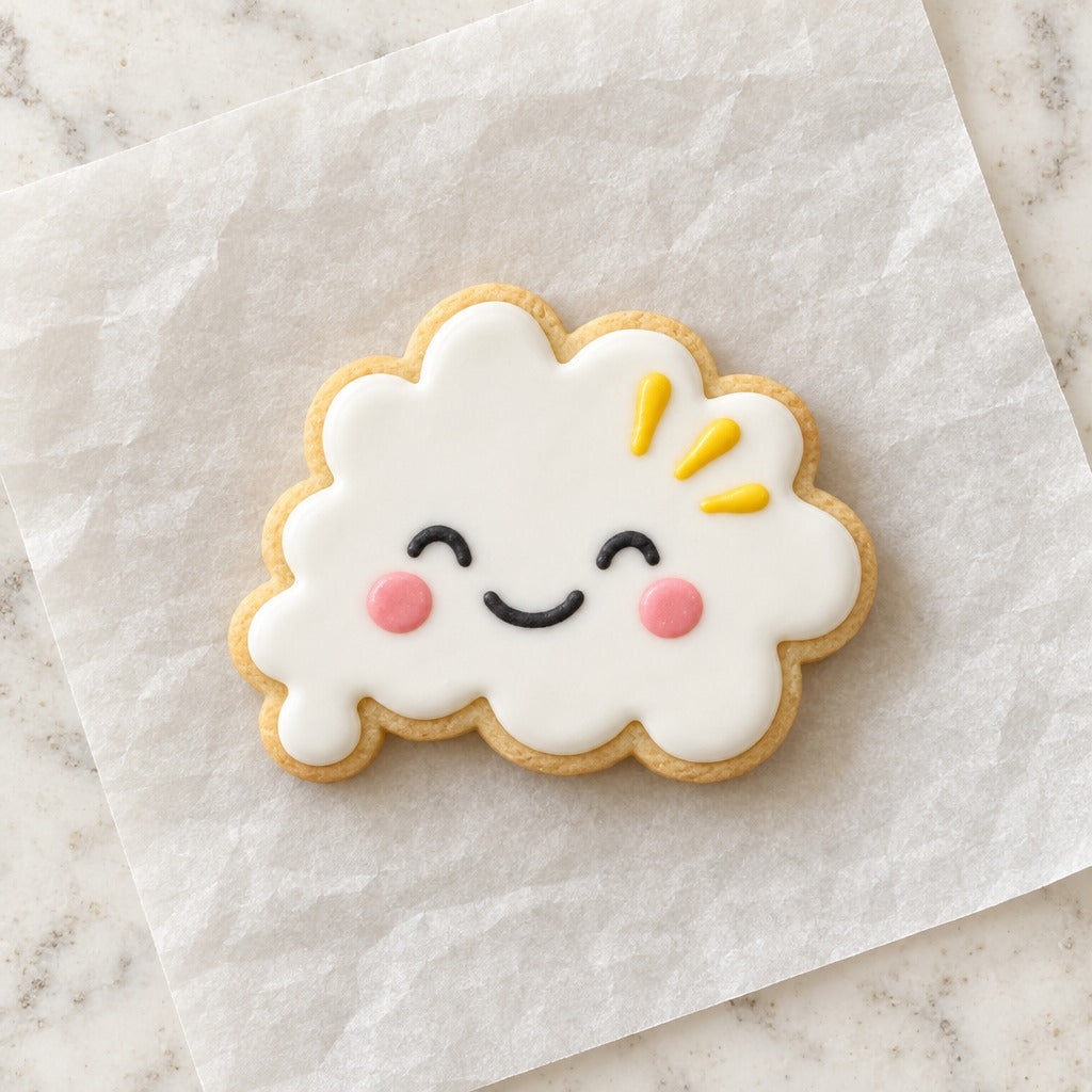 Speech Bubble Cloud Cookie Cutter (decorated cookie mockup)