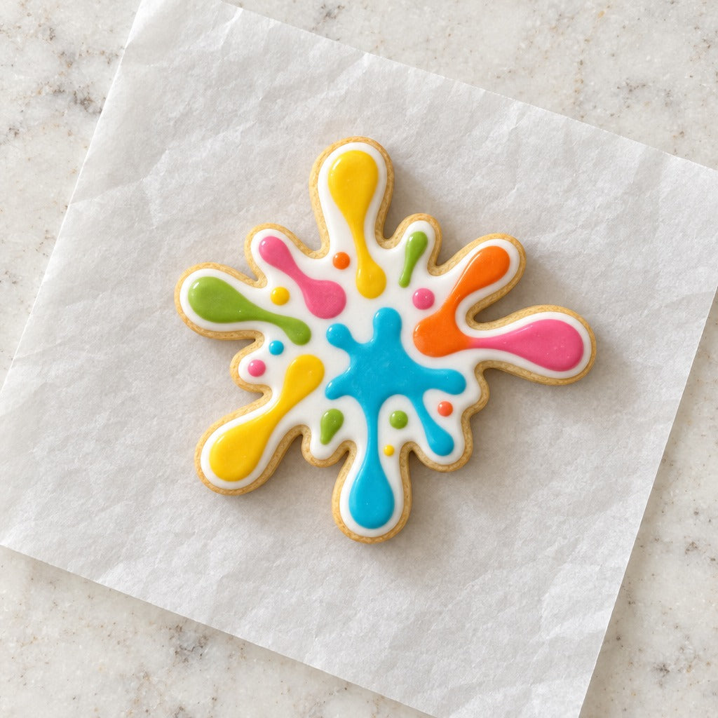 Splat Outline Cookie Cutter (decorated cookie mockup)