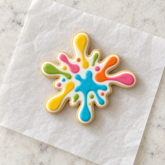Splat Outline Cookie Cutter (decorated cookie mockup)