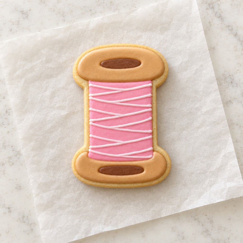 Spool Thread Outline Cookie Cutter (decorated cookie mockup)