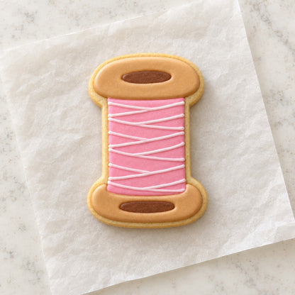 Spool Thread Outline Cookie Cutter (decorated cookie mockup)