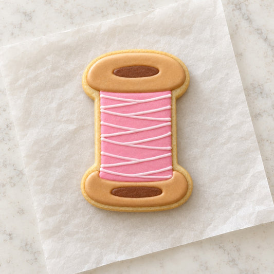 Spool Thread Outline Cookie Cutter (decorated cookie mockup)