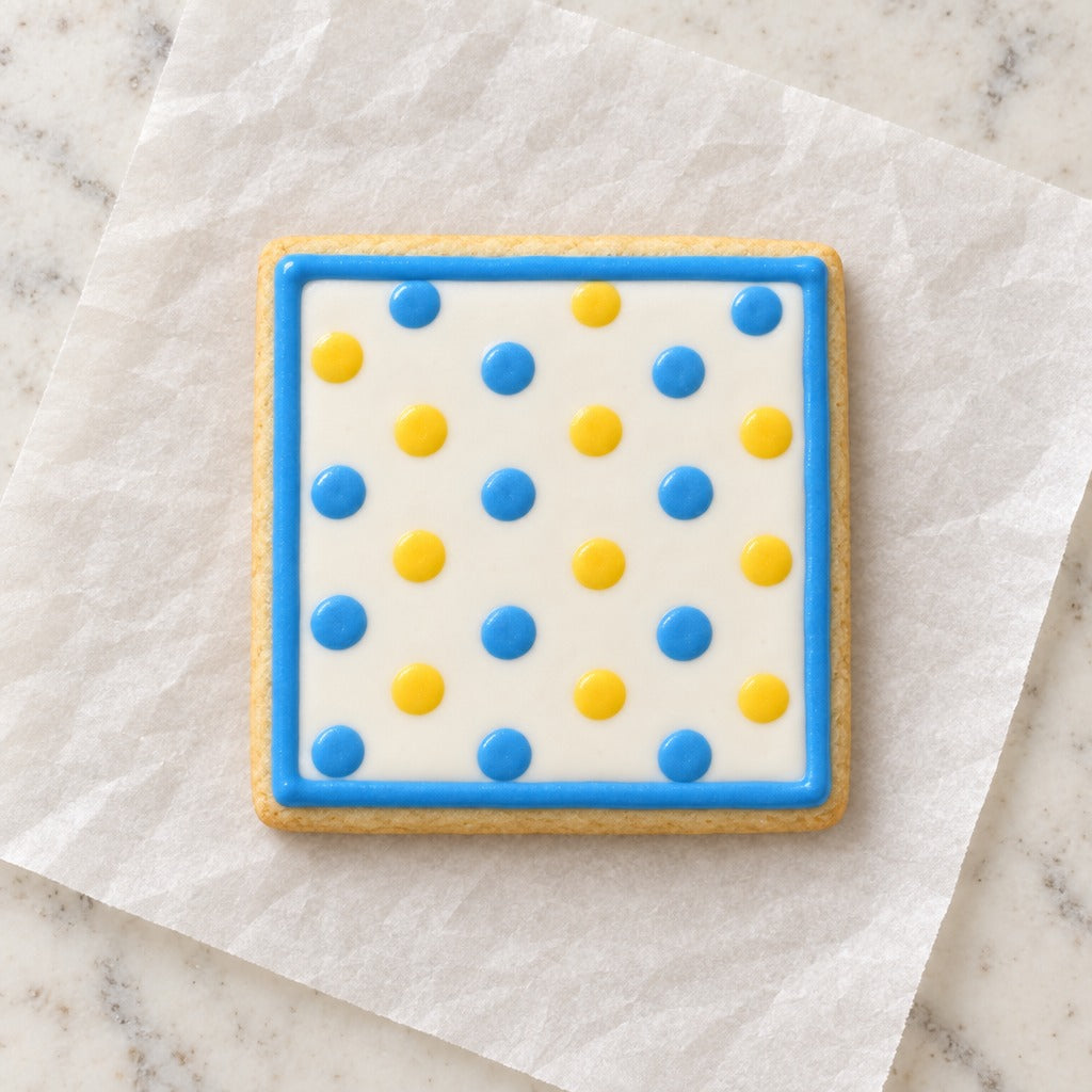 Square Outline Cookie Cutter (decorated cookie mockup)
