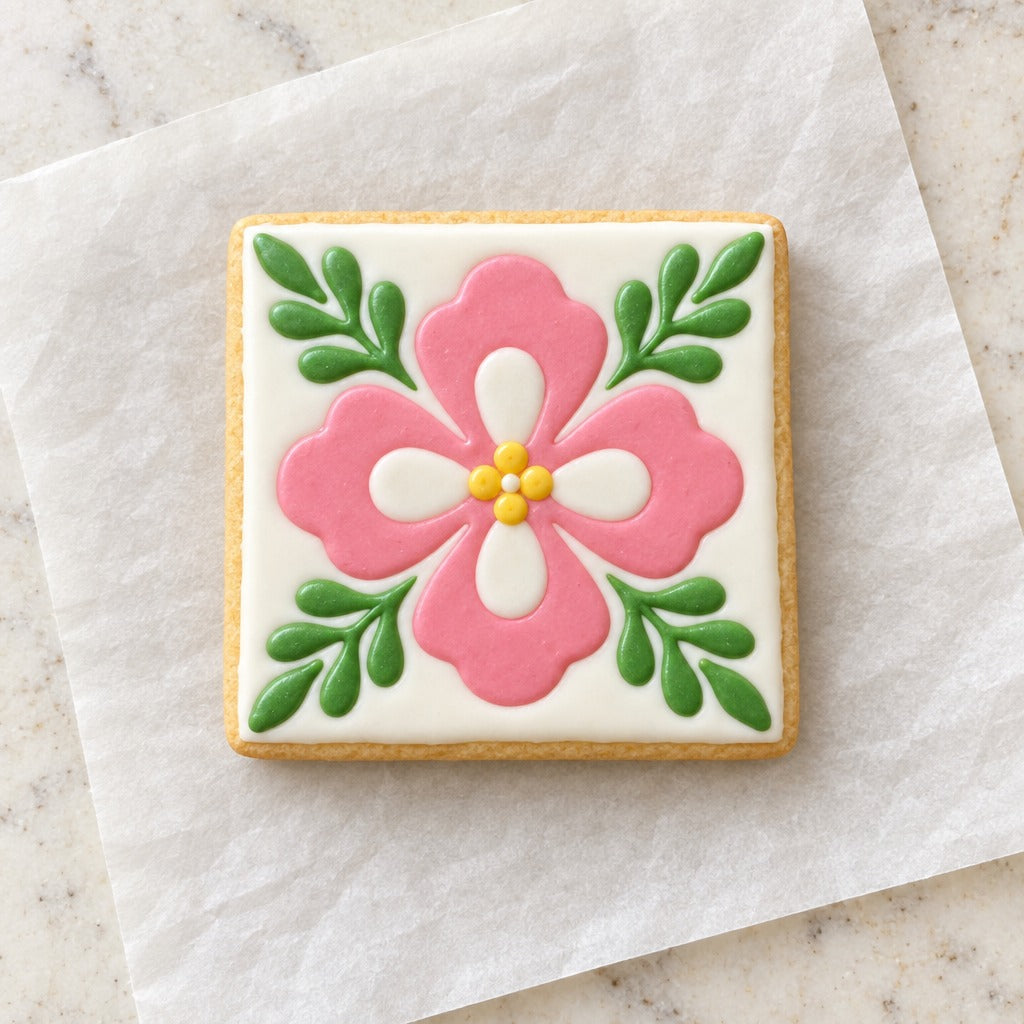 Square Tile Cookie Cutter (decorated cookie mockup)