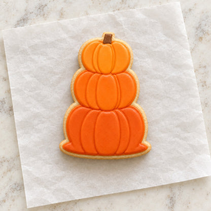 Stacked Pumpkins Cookie Cutter (decorated cookie mockup)