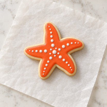 Starfish Outline Cookie Cutter (decorated cookie mockup)