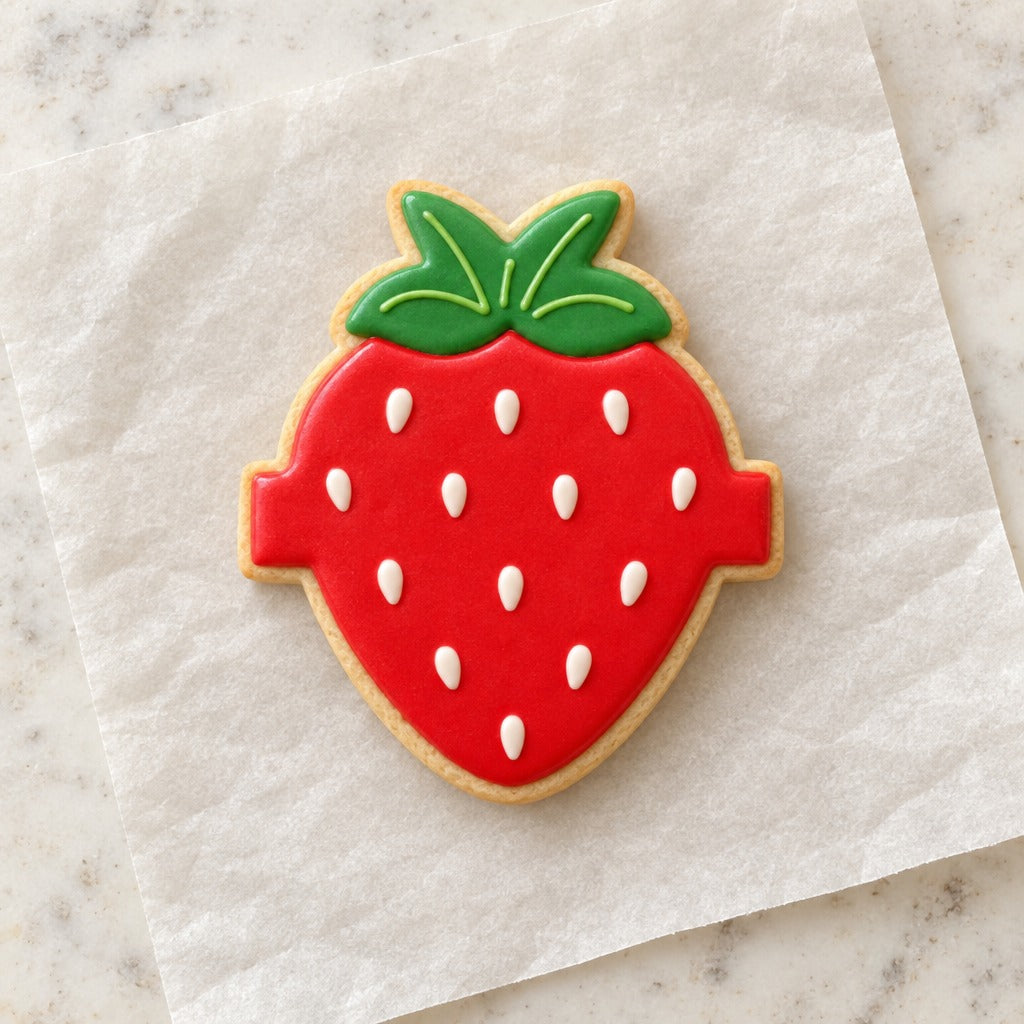 Strawberry Cookie Cutter (decorated cookie mockup)