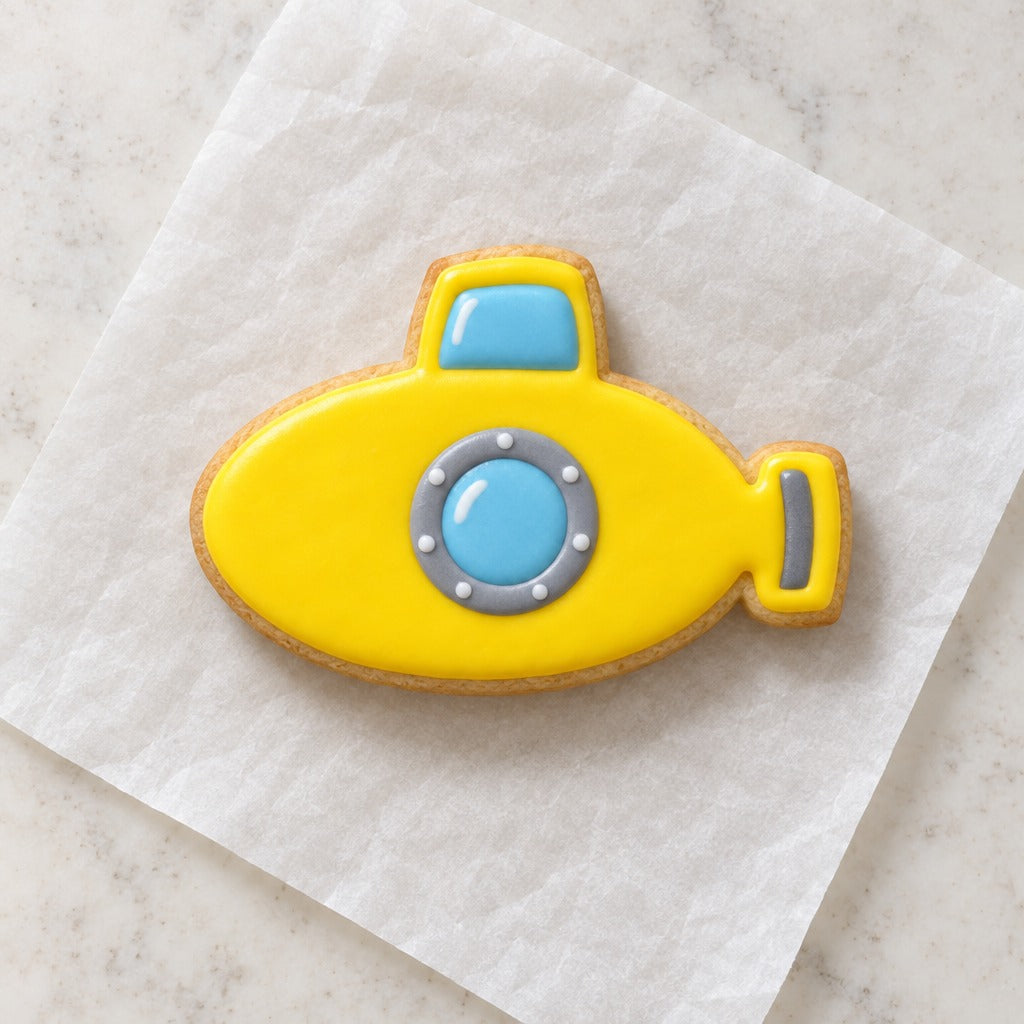 Submarine Cookie Cutter (decorated cookie mockup)