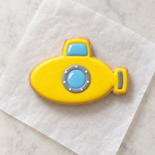 Submarine Cookie Cutter (decorated cookie mockup)