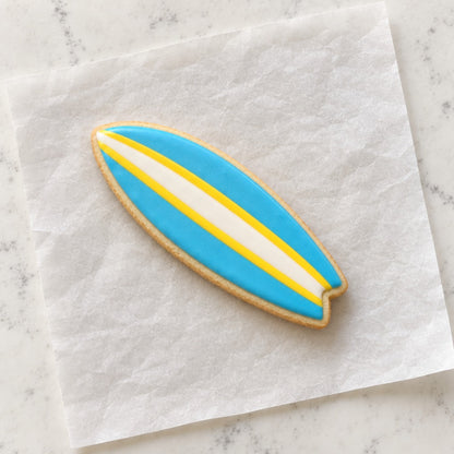 Surfboard Cookie Cutter (decorated cookie mockup)