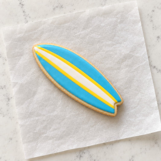 Surfboard Cookie Cutter (decorated cookie mockup)