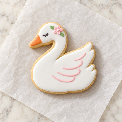 Swan Outline Cookie Cutter (decorated cookie mockup)