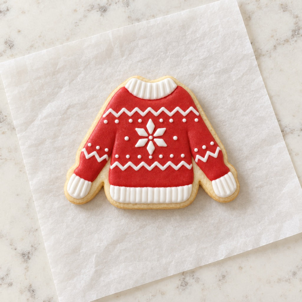 Sweater Outline Cookie Cutter (decorated cookie mockup)