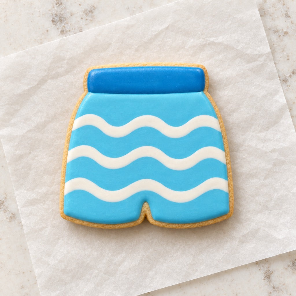 Swimming Trunks Cookie Cutter (decorated cookie mockup)