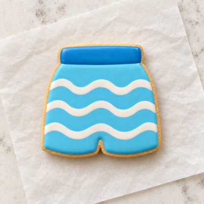 Swimming Trunks Cookie Cutter (decorated cookie mockup)