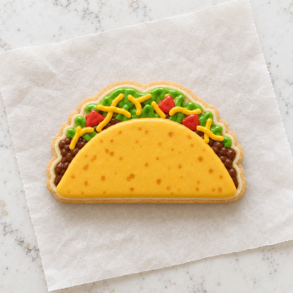Taco Outline Cookie Cutter (decorated cookie mockup)