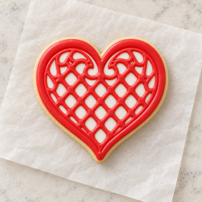 Talavera Heart Wide Cookie Cutter (decorated cookie mockup)