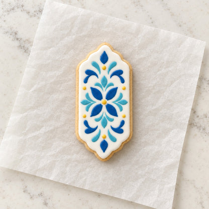 Tall Moroccan Shape Cookie Cutter (decorated cookie mockup)