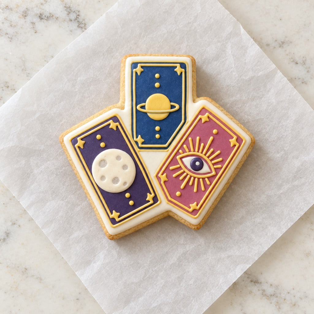 Tarot Cards Cookie Cutter (decorated cookie mockup)