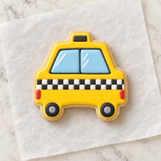 Taxi Cab Outline Cookie Cutter (decorated cookie mockup)
