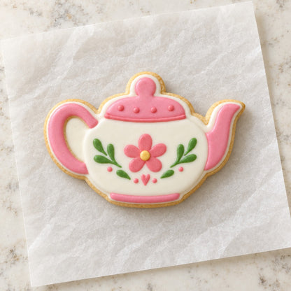 Teapot Cookie Cutter (decorated cookie mockup)