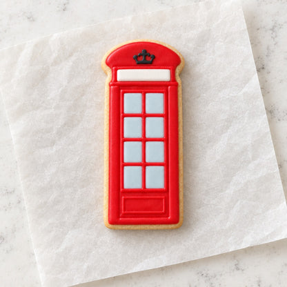 Telephone Booth Outline Cookie Cutter (decorated cookie mockup)