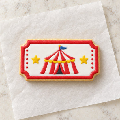 Ticket Outline Cookie Cutter (decorated cookie mockup)