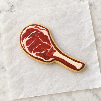 Tomahawk Steak Cookie Cutter (decorated cookie mockup)