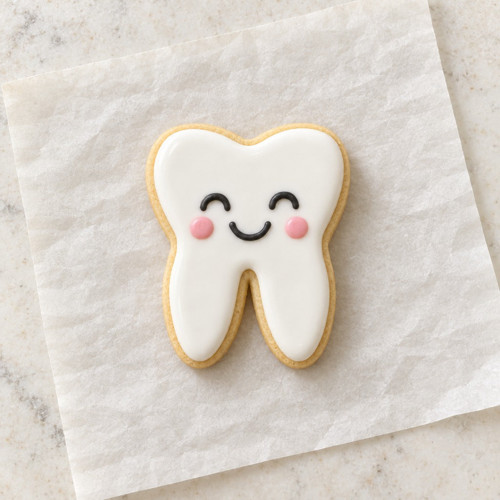 Tooth Cookie Cutter (decorated cookie mockup)