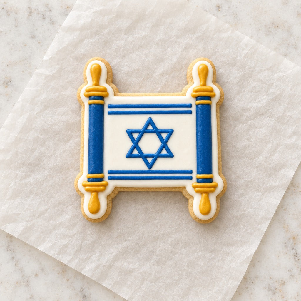 Torah Cookie Cutter (decorated cookie mockup)