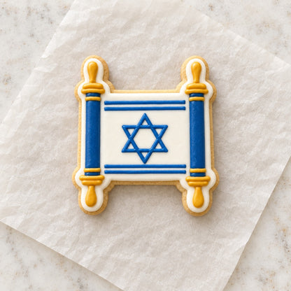 Torah Cookie Cutter (decorated cookie mockup)