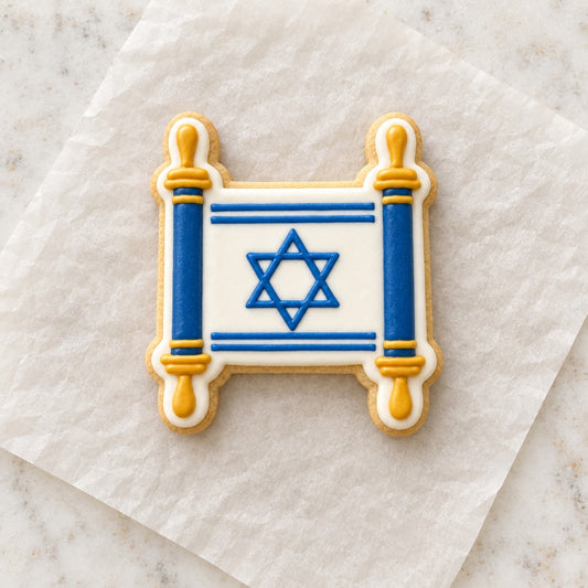 Torah Cookie Cutter (decorated cookie mockup)