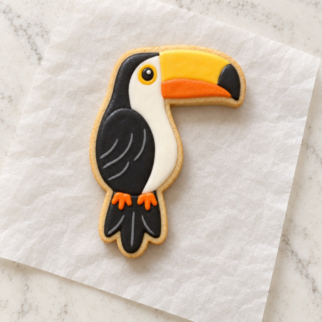 Toucan Cookie Cutter (decorated cookie mockup)