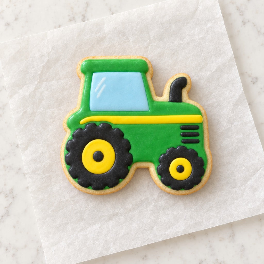 Tractor Cookie Cutter (decorated cookie mockup)