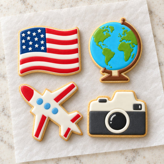 Travel Cookie Cutter Set (decorated cookie mockup)